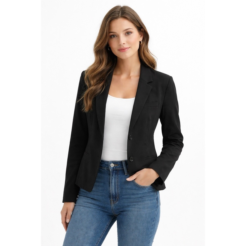Gap Womens Black Blazer Coat Single Breasted Long Sleeves Pockets size 6‎